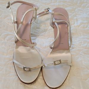 Vera Wang silk cross ankle strap stilettos